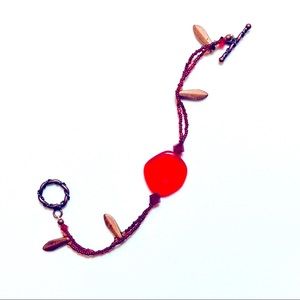 Red Copper Polka Dot Handmade Bracelet